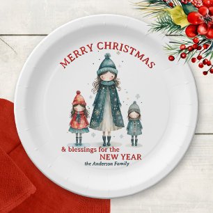 Schattigee Waterverf grillige Girly Christmas Papieren Bordje
