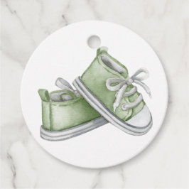 Schattigee Waterverf Groene Baby Schoenen Baby sho Bedankjes Labels