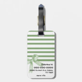 Schattigee Waterverf Groene Bow Stripes Bagagelabel (Achterkant verticaal)