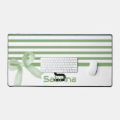 Schattigee Waterverf Groene Bow Stripes Desk Mat (Keyboard & Muis)