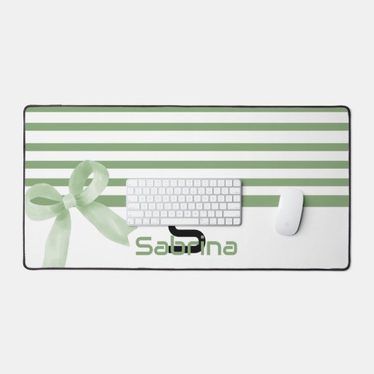 Schattigee Waterverf Groene Bow Stripes Desk Mat (Keyboard & Muis)