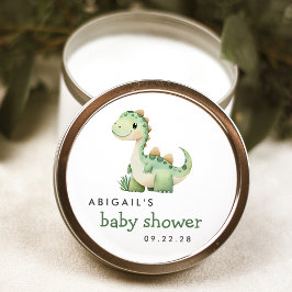 Schattigee Waterverf Groene Dinosaurus Baby shower Ronde Sticker