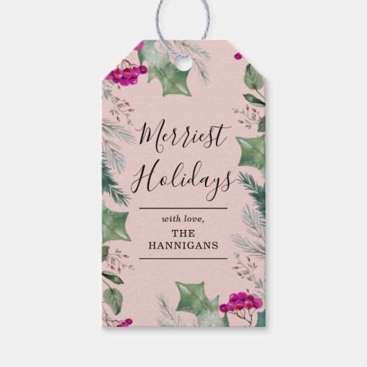 Schattigee Waterverf groene vakantie Cadeaulabel (Voorkant)