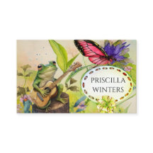Schattigee Waterverf Guitar Frog Butterfly Green