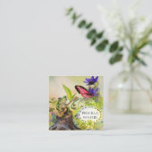 Schattigee Waterverf Guitar Frog Butterfly Vierkante Visitekaartje (Staand voorkant)