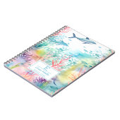 Schattigee Waterverf Haai Kleurrijke Oceaan Monogr Notitieboek (Linkerzijde)