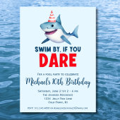 Schattigee Waterverf haaienzwembadfeestje Verjaard Kaart