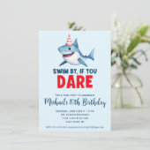 Schattigee Waterverf haaienzwembadfeestje Verjaard Kaart (Staand voorkant)