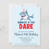 Schattigee Waterverf haaienzwembadfeestje Verjaard Kaart (Voorkant)