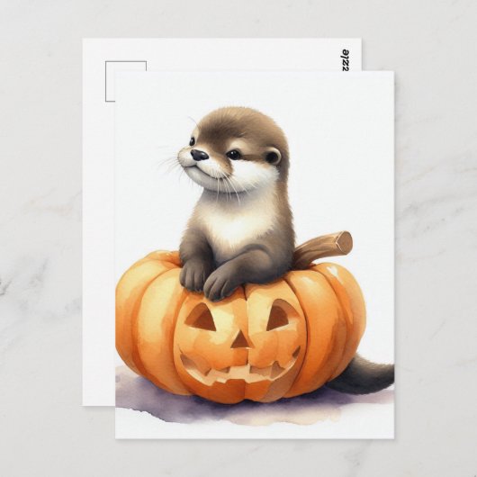 Schattigee Waterverf Halloween Otter Briefkaart (Voorkant / Achterkant)