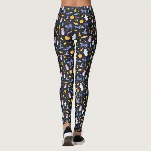 Schattigee Waterverf Halloween Pattern Leggings (Achterkant)