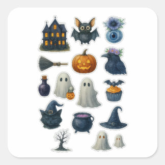 Schattigee Waterverf Halloween Sticker Sheet