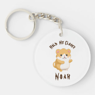 Schattigee waterverf Hamster Hold Me Closer Aangep Sleutelhanger
