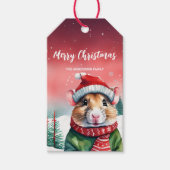 Schattigee waterverf Hamster Kerstfeest kind Cadeaulabel (Voorkant)