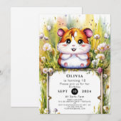 Schattigee Waterverf Hamster Verjaardag Kaart (Voorkant / Achterkant)