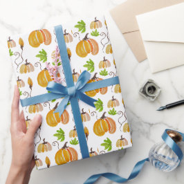 Schattigee Waterverf Handgeschilderde Pompoenen Cadeaupapier