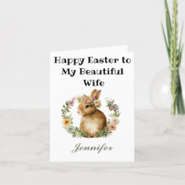 Schattigee Waterverf happy Easter Bunny Floral Wif Feestdagen Kaart