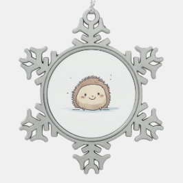 Schattigee Waterverf Happy Hedgehog Tin Sneeuwvlok Ornament