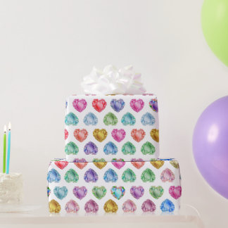 Schattigee Waterverf Hart Edelsteen Kleurrijke Ple Cadeaupapier