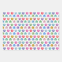 Schattigee Waterverf Hart Edelsteen Kleurrijke Ple Inpakpapier Vel