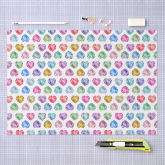 Schattigee Waterverf Hart Edelsteen Kleurrijke Ple Tissuepapier (Craft)