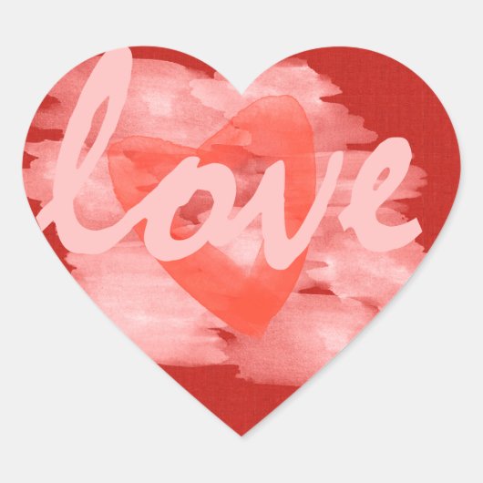 Schattigee Waterverf Hart Liefde Dank U Sticker (Voorkant)