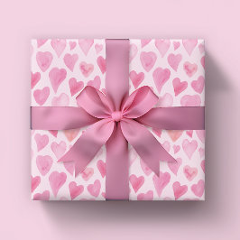 Schattigee Waterverf Hart Valentijnsdag Cadeaupapier