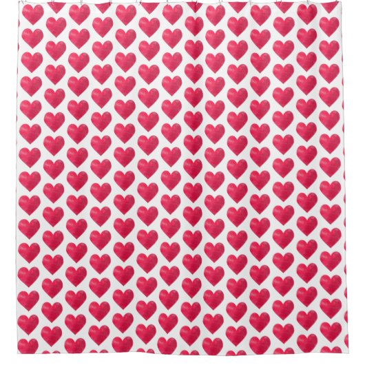 Schattigee Waterverf Harten Eenvoudig Valentijnse  Douchegordijn (Voorkant)