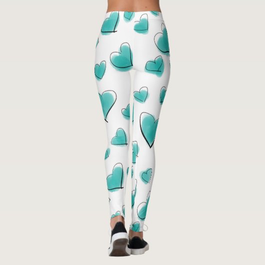 Schattigee Waterverf hartpatroon Leggings (Achterkant)