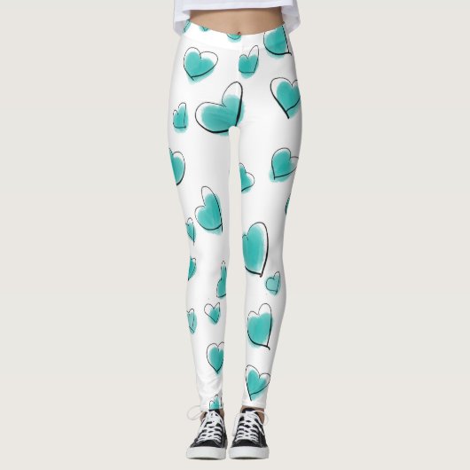 Schattigee Waterverf hartpatroon Leggings (Voorkant)