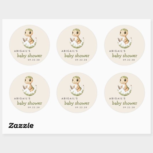 Schattigee Waterverf Hatching Dinosaur Baby shower Ronde Sticker (Vel)
