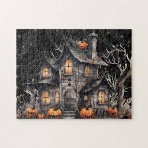 Schattigee Waterverf Haunted House Halloween Legpuzzel