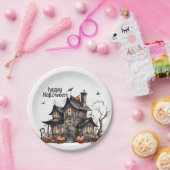 Schattigee Waterverf Haunted House Halloween Papieren Bordje (Feest)