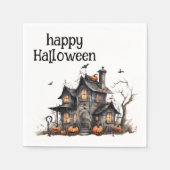 Schattigee Waterverf Haunted House Halloween Servet (Voorkant)