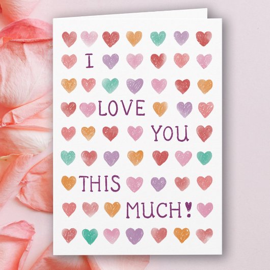 Schattigee Waterverf Hearts Valentijnsdag Kaart