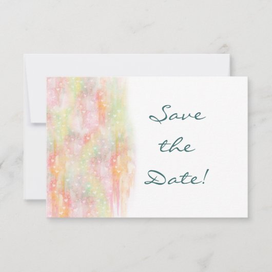 Schattigee Waterverf Hearts Wedding Save the Date (Voorkant)