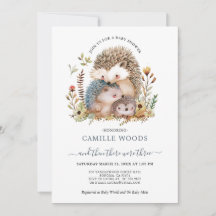 Schattigee Waterverf Hedgehog Family Baby shower