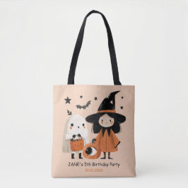 Schattigee Waterverf heks en geest Halloween Party Tote Bag