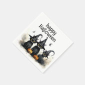 Schattigee Waterverf Heksenkatten Pompoenen Hallow Servet (Hoek)