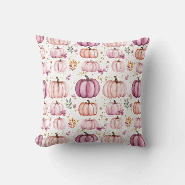Schattigee Waterverf Herfst pompoenpatroon Kussen (Voorkant)