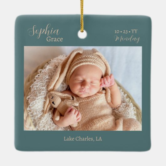 Schattigee Waterverf Herten Baby Geboorte Statisti Keramisch Ornament (Achterkant)