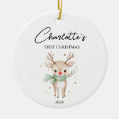 Schattigee Waterverf Herten Custom Baby Eerste Ker Keramisch Ornament (Voorkant)