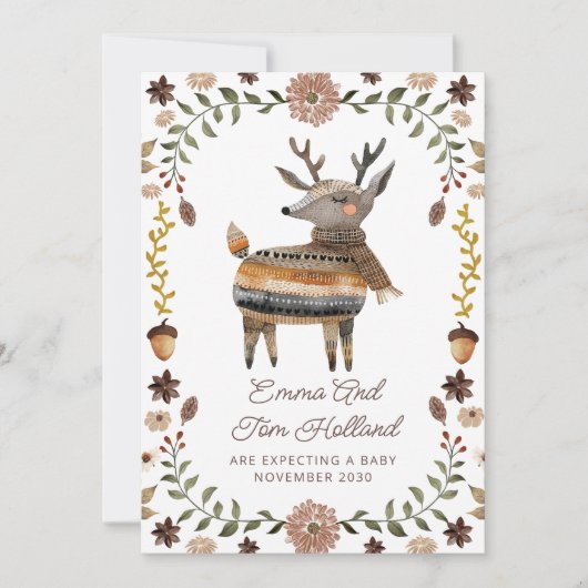 Schattigee Waterverf Herten Gebreide Trui Zwanger Aankondiging (Voorkant)