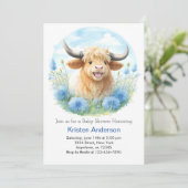 Schattigee Waterverf Highland Koe Bliss Boy Baby s Kaart (Staand voorkant)