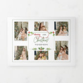 Schattigee Waterverf Holly Merry Christmas Multi F Drieluik Wenskaart (Cover)