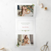 Schattigee Waterverf Holly Merry Christmas Multi F Drieluik Wenskaart (Binnen)