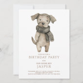 Schattigee Waterverf Hond Verjaardagsfeestje Uitno Kaart (Voorkant)