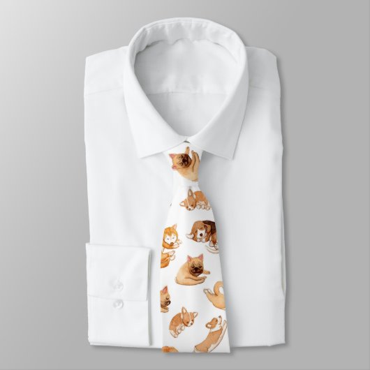 Schattigee Waterverf honden geïllustreerd patroon Stropdas (Gebonden)