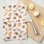 Schattigee Waterverf honden geïllustreerd patroon Theedoek (Quarter Fold)