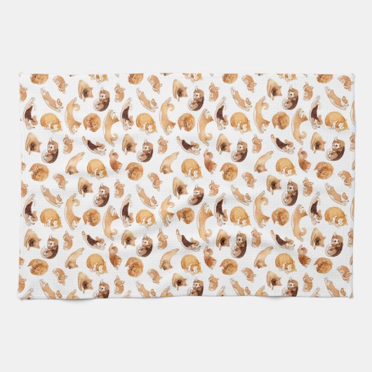 Schattigee Waterverf honden geïllustreerd patroon Theedoek (Horizontaal)